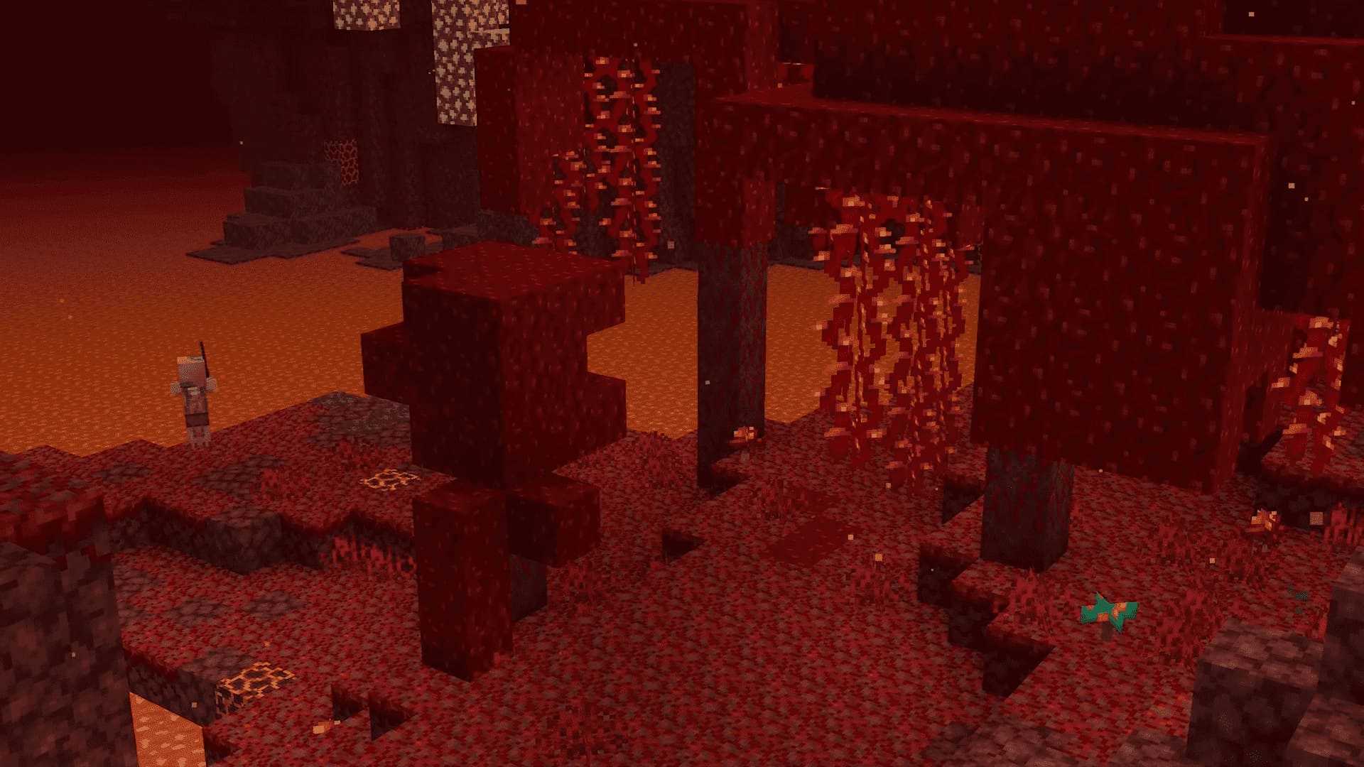 Багровый лес в Minecraft PE 1.16